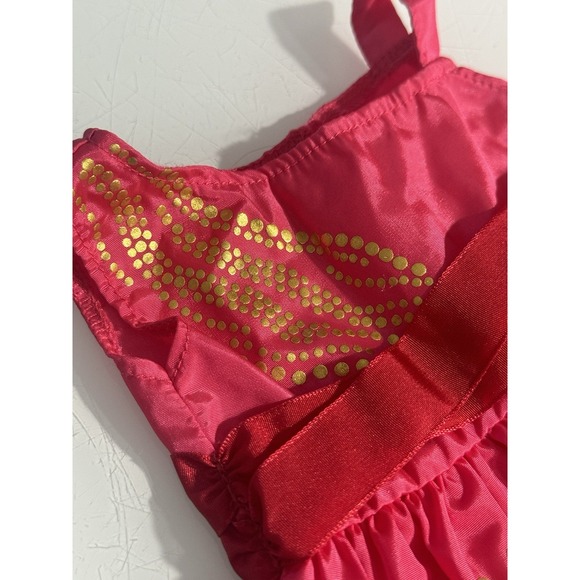 American Girl Doll Saige Girl Of The Year 2013 Sparkle Red / Pink Dress W/ Gold - Picture 4 of 6